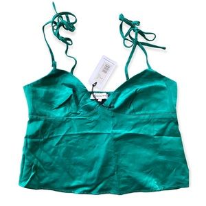 NWT WeWoreWhat sateen teal green cami